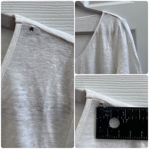 Poetry Flaw Linen Semi Sheer Short Sleeve Scoop Neck Tee Top Size 12 Style VB37 - Picture 8 of 11